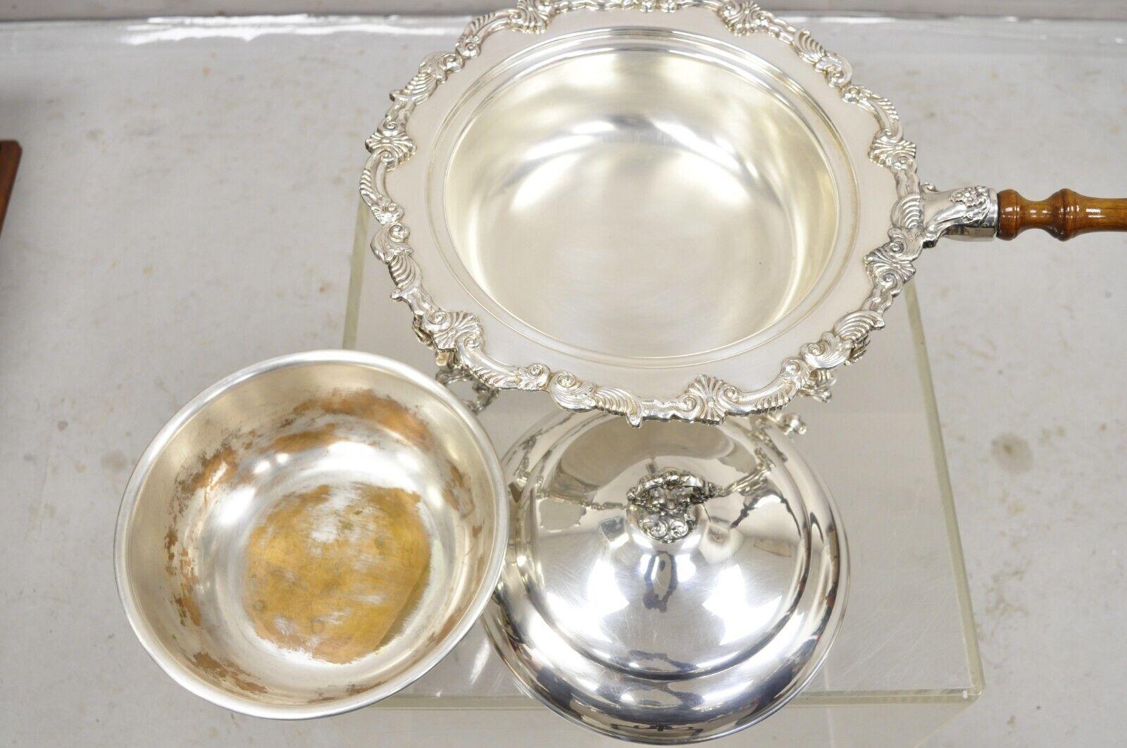 Scaldavivande d'epoca in stile vittoriano placcato in argento con scaldavivande con bruciatore in vendita 2