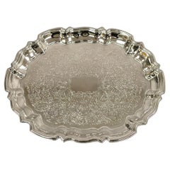 Vintage Victorian Style Oval Scalloped Silver Plated Serving Platter Tray