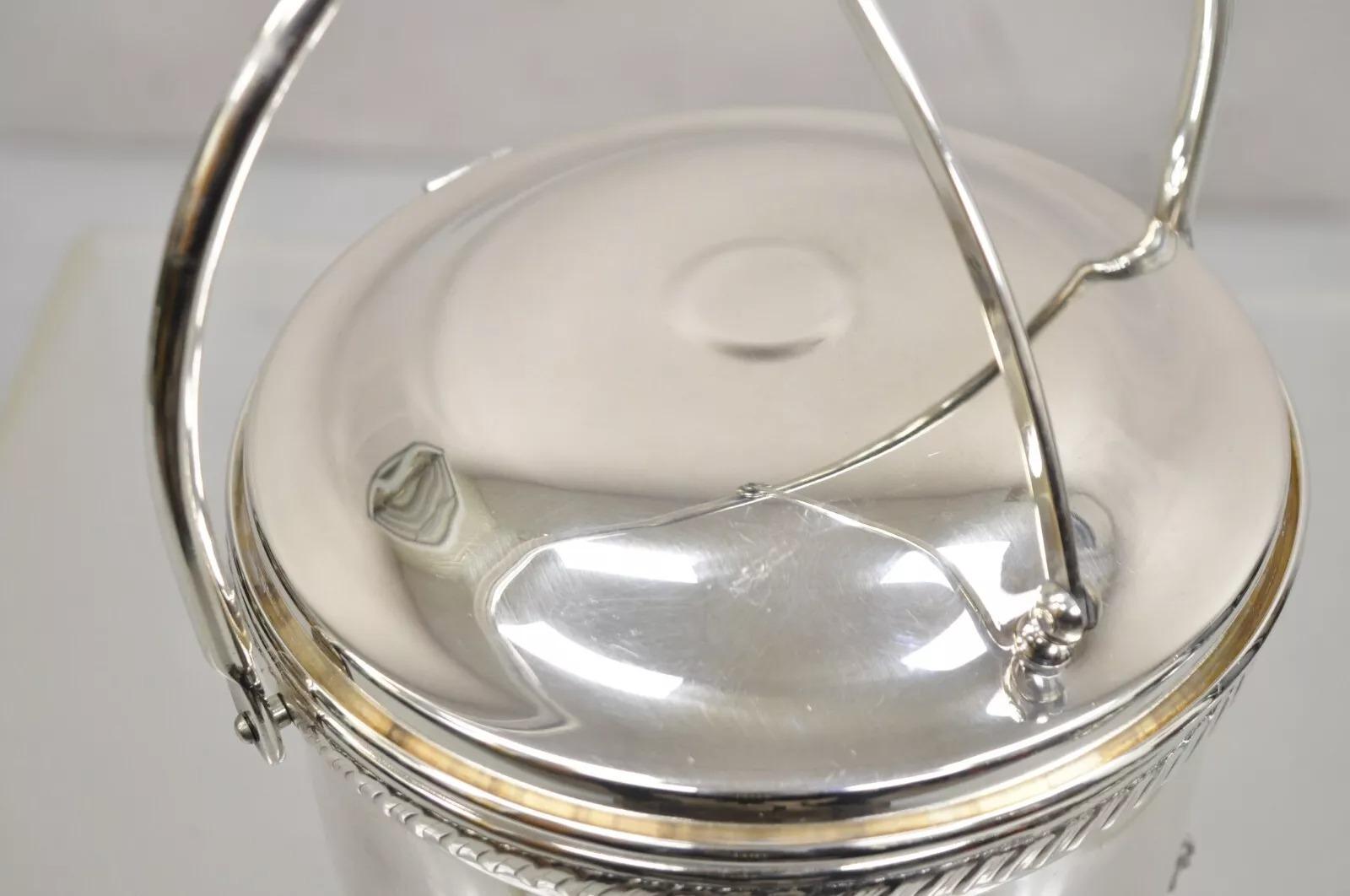 20th Century Vintage Victorian Style Reticulated Handle Silver Plated Ice Bucket by Bristol For Sale