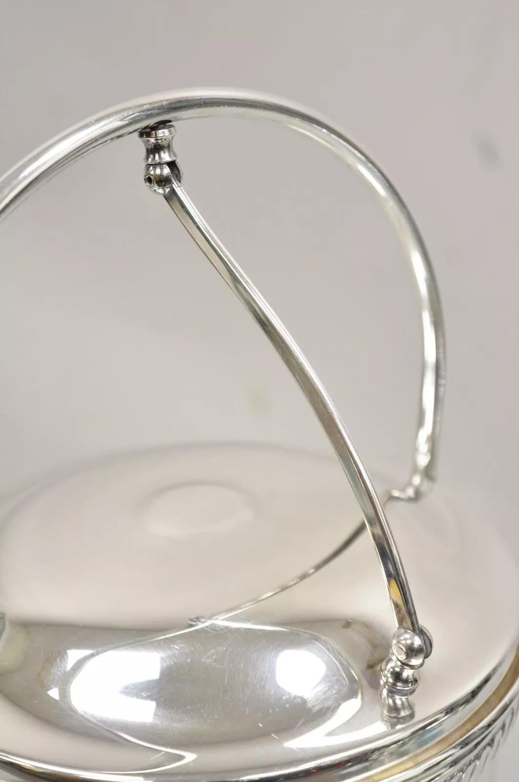 Vintage Victorian Style Reticulated Handle Silver Plated Ice Bucket by Bristol For Sale 1