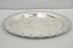 Vintage viktorianischen Stil Runde versilbert 15" Bar servieren Platte Tablett