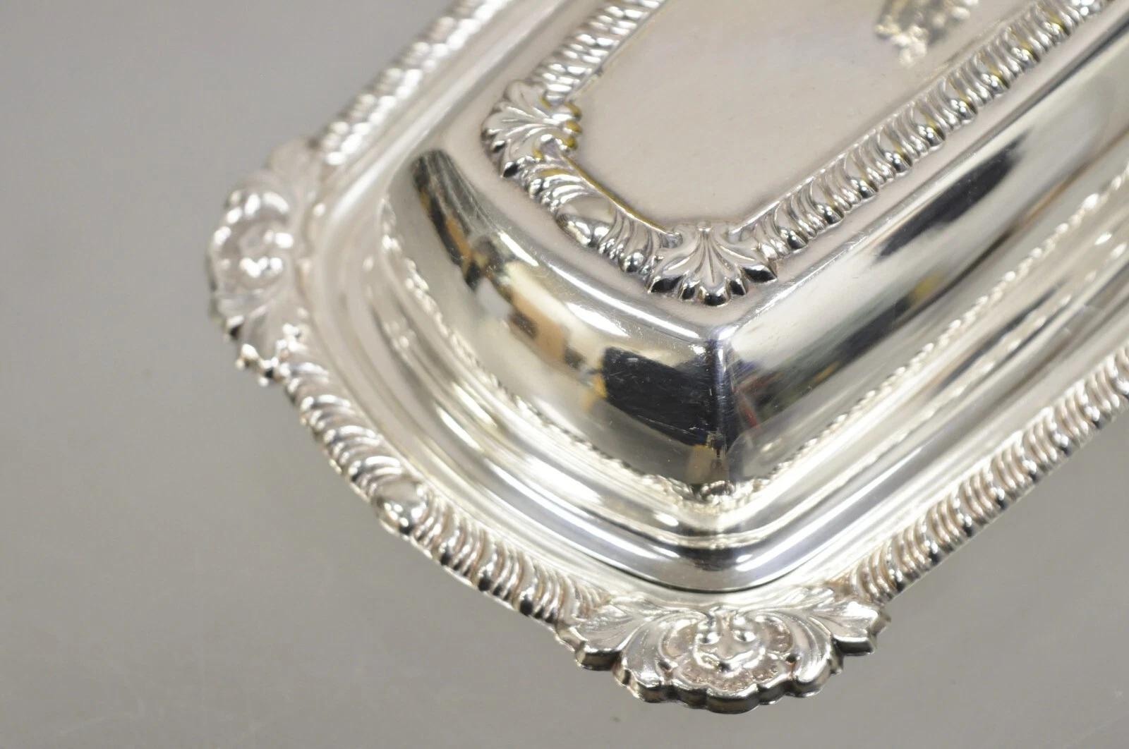 Vintage viktorianischen Stil versilbert abgedeckt Butterdose w / Glas Liner von Rose im Zustand „Gut“ im Angebot in Philadelphia, PA