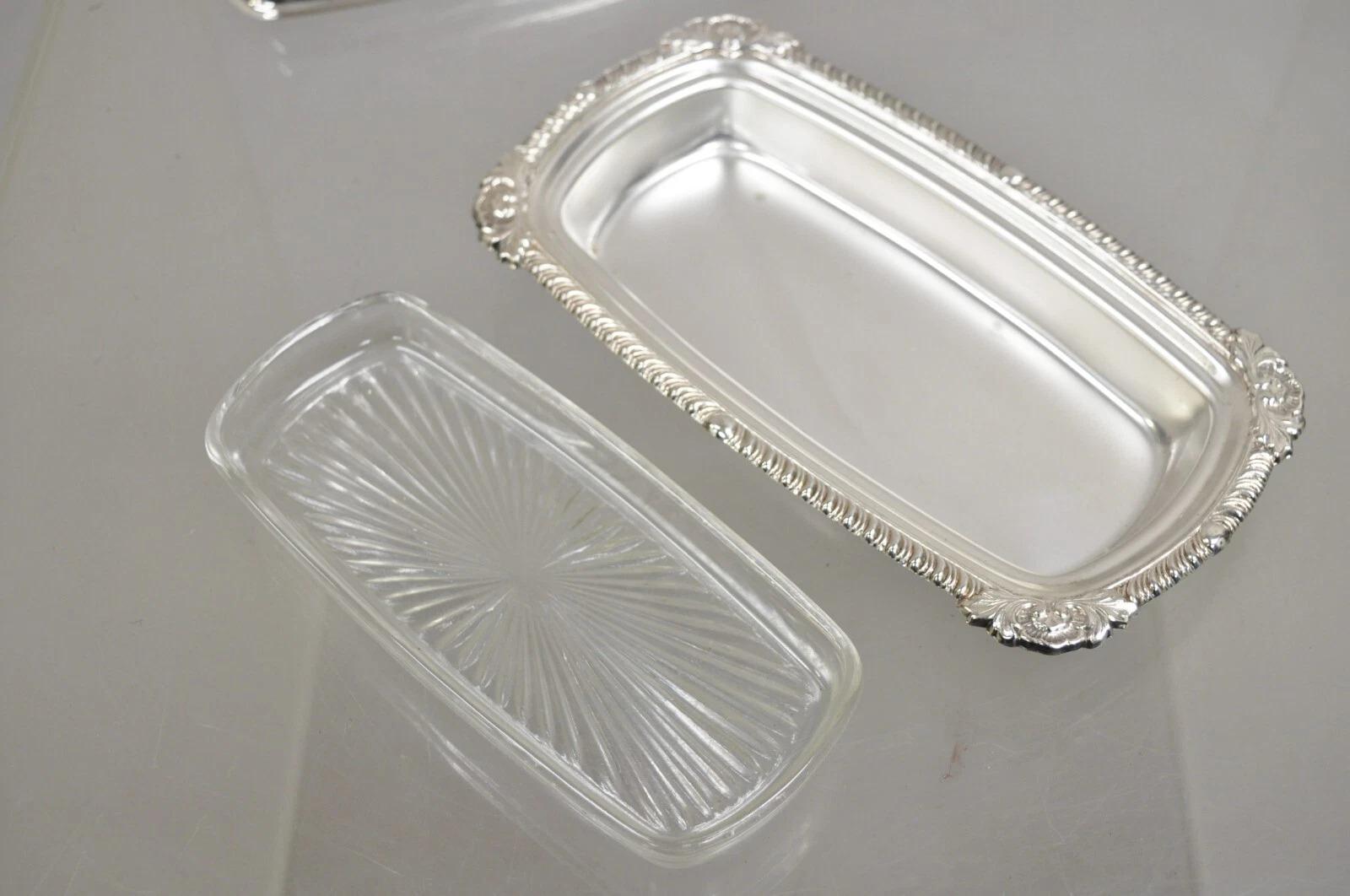 Vintage viktorianischen Stil versilbert abgedeckt Butterdose w / Glas Liner von Rose (Versilberung) im Angebot