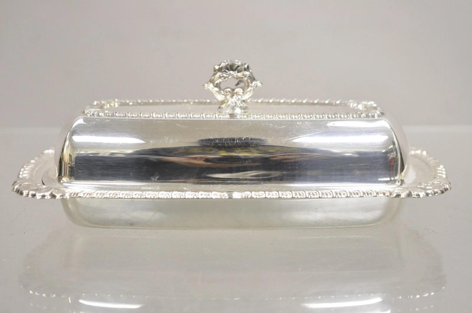 Vintage viktorianischen Stil versilbert abgedeckt Butterdose w / Glas Liner von Rose im Angebot 1