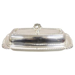 Vintage Victorian Style Silver Plated Covered Butter Dish w/ Glass Liner by Rose
