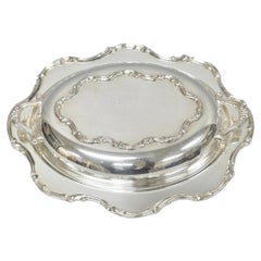 Vintage Victorian Style Silver Plated Covered Vegetable Serving Dish Platter