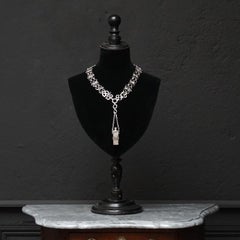 Vintage Victorian Style Silver Plated Fairytale Book Chain Necklace with Bottle