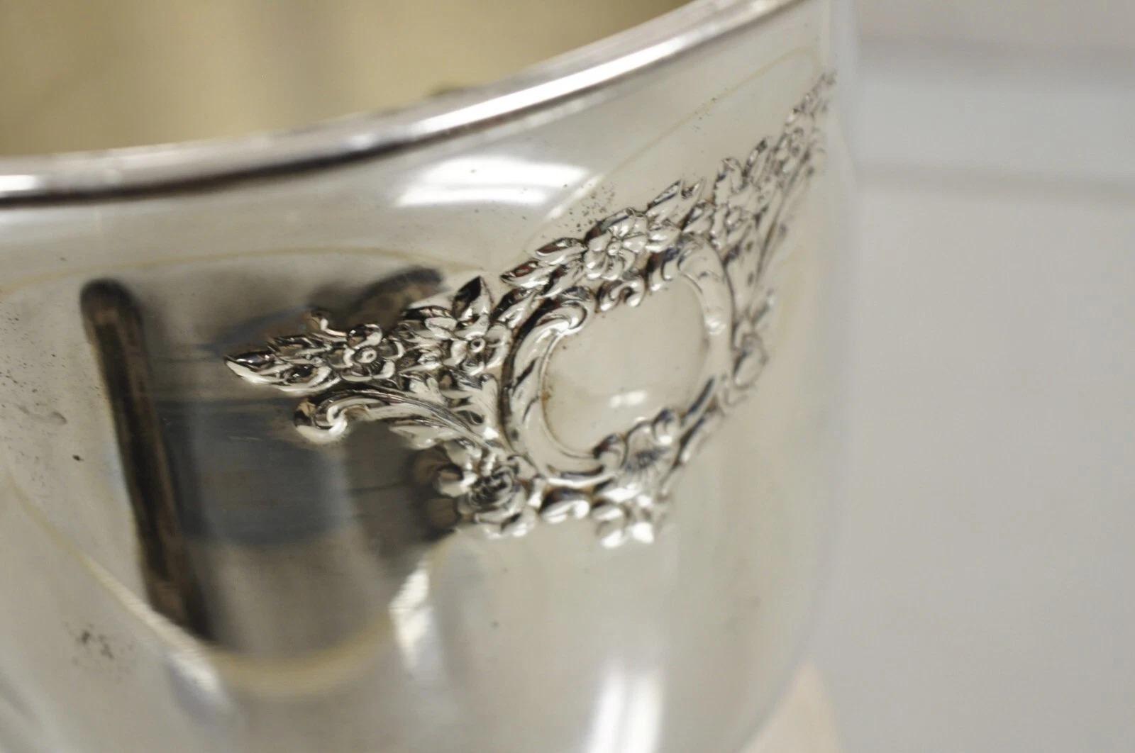 Sconosciuto Secchiello da ghiaccio per vino con scanalatura in stile vittoriano d'epoca, con scanalatura in argento in vendita
