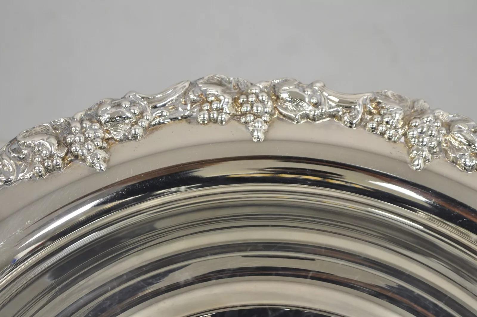 Vintage Victorian Style Silver Plated Grapevine Punch Bowl Set 12 Cups - 15 pcs 3
