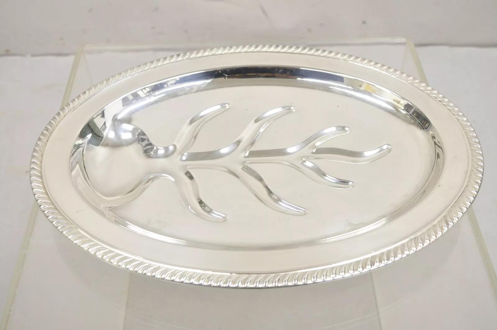 Cubiertos de Carne Estilo Vintage Victoriano Bandeja Ovalada de Plata Plateada en venta 5