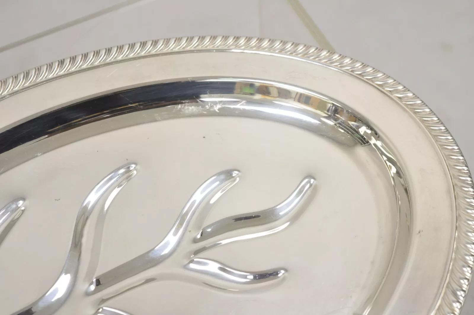 Cubiertos de Carne Estilo Vintage Victoriano Bandeja Ovalada de Plata Plateada siglo XX en venta