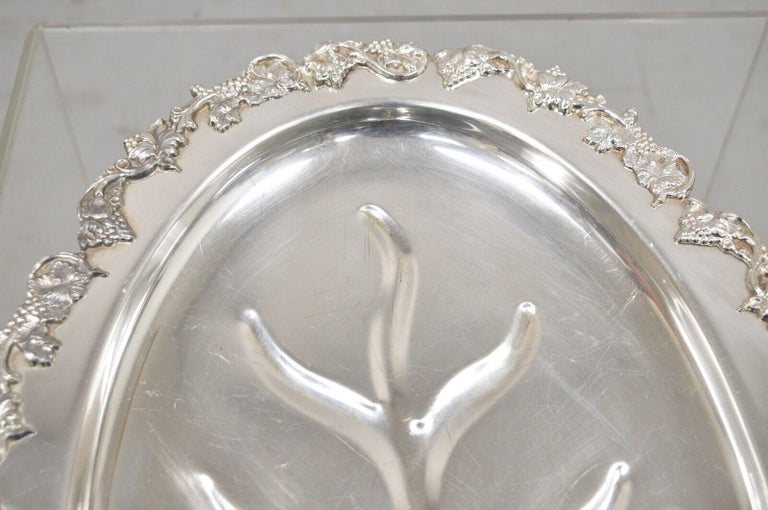 Vintage Victorian Style Silver Plated Oval Footed Meat Cutlery Platter