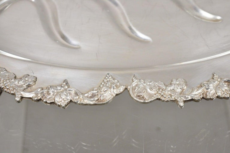 Vintage Victorian Style Silver Plated Oval Footed Meat Cutlery Platter
