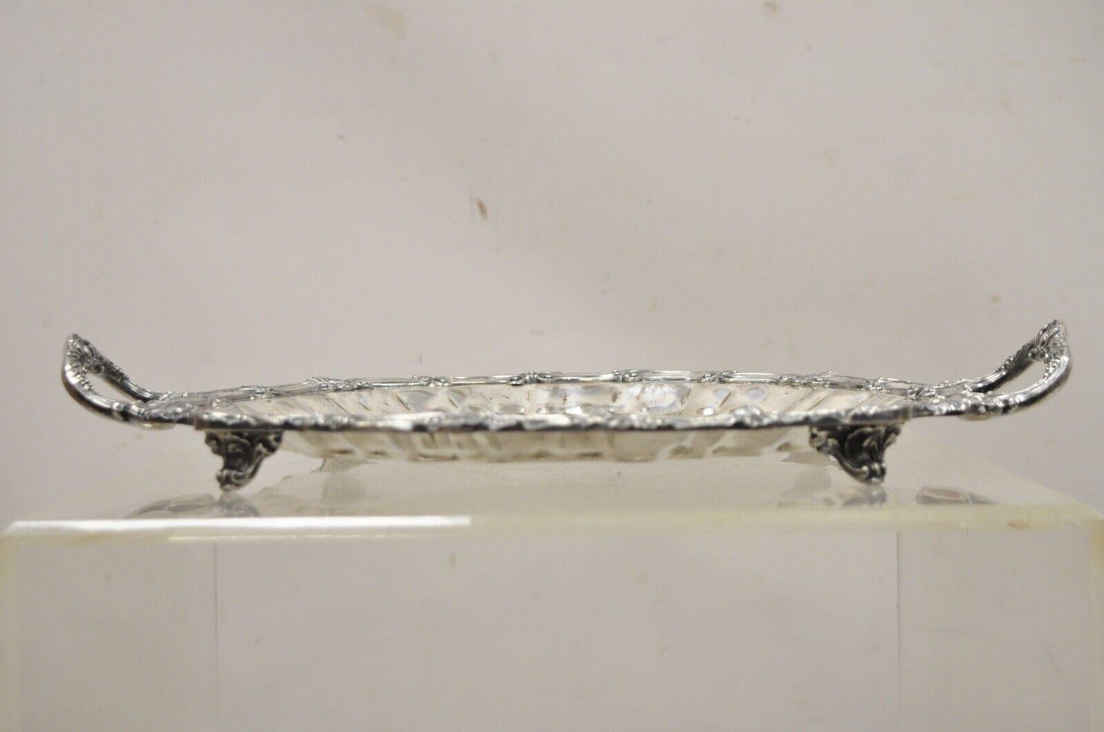 Vintage Victorian Style Silver Plated Scalloped Edge Round Serving Platter Tray For Sale 7
