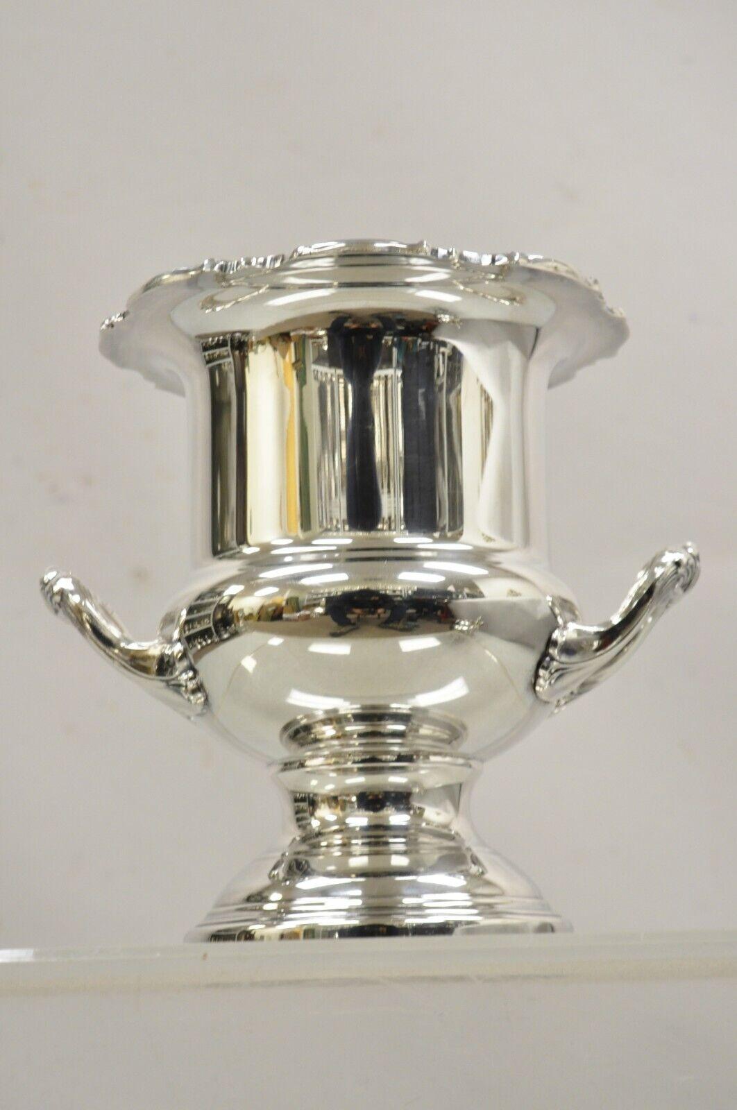 Vintage Victorian Style Trophy Cup Silver Plated Champagne Chiller Ice Bucket. Circa Mid to Late 20th Century. Dimensions : 10