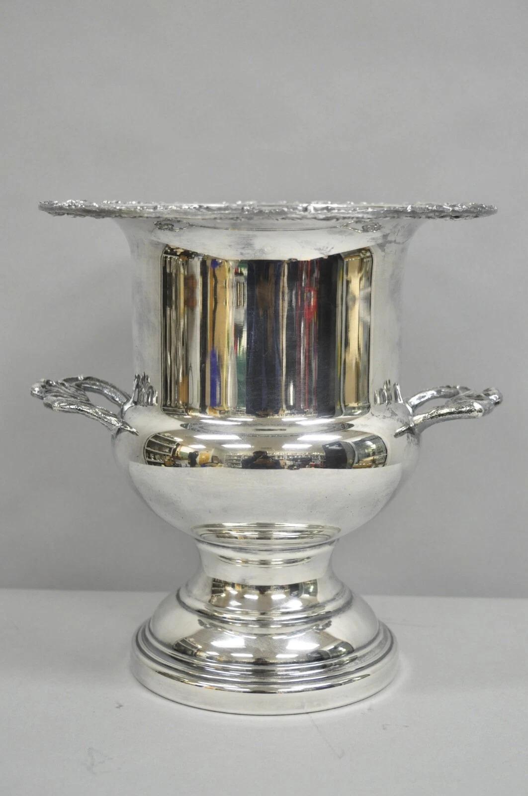 Vintage Victorian Style Trophy Cup Silver Plated Champagne Chiller Ice Bucket. Circa Mid 20th Century. Dimensions : 10,25