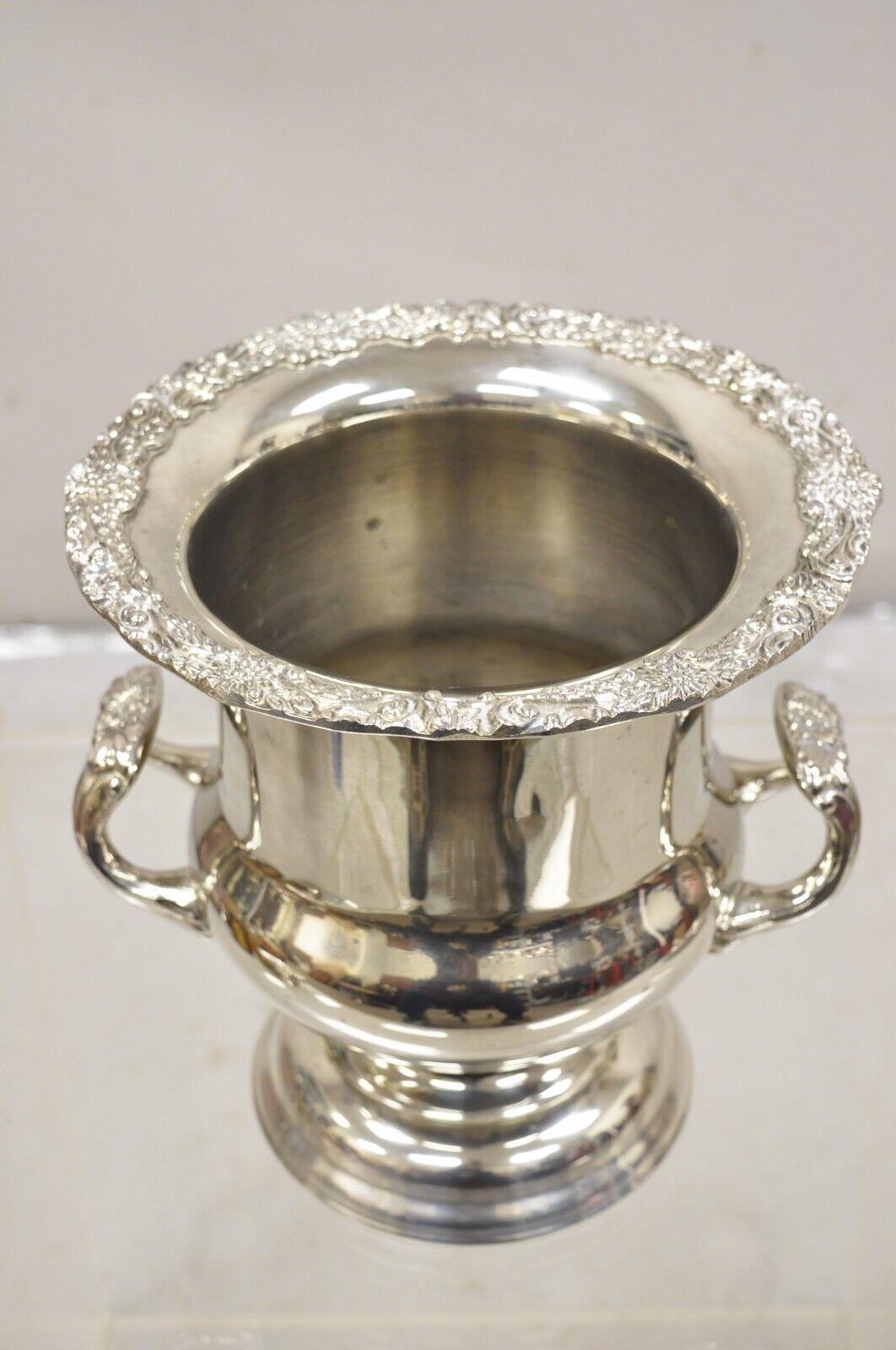 Vintage Victorian Style Silver Plated Trophy Cup Champagne Chiller Ice Bucket In Good Condition For Sale In Philadelphia, PA