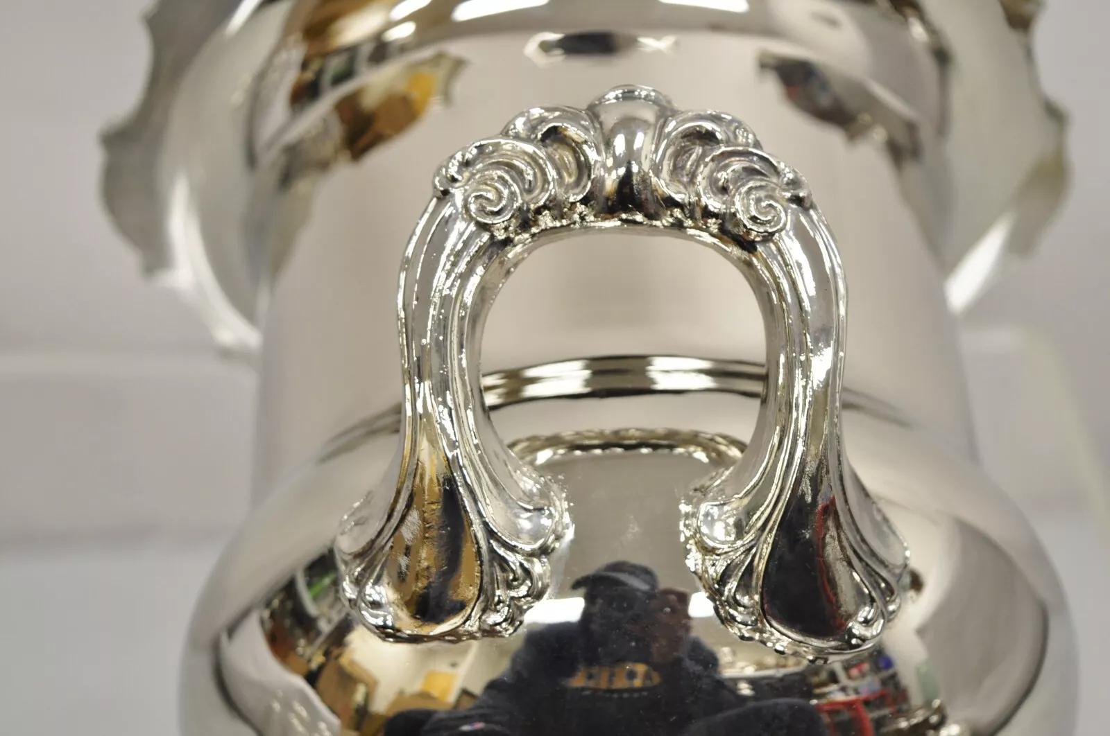 Unknown Vintage Victorian Style Silver Plated Trophy Cup Champagne Chiller Ice Bucket For Sale
