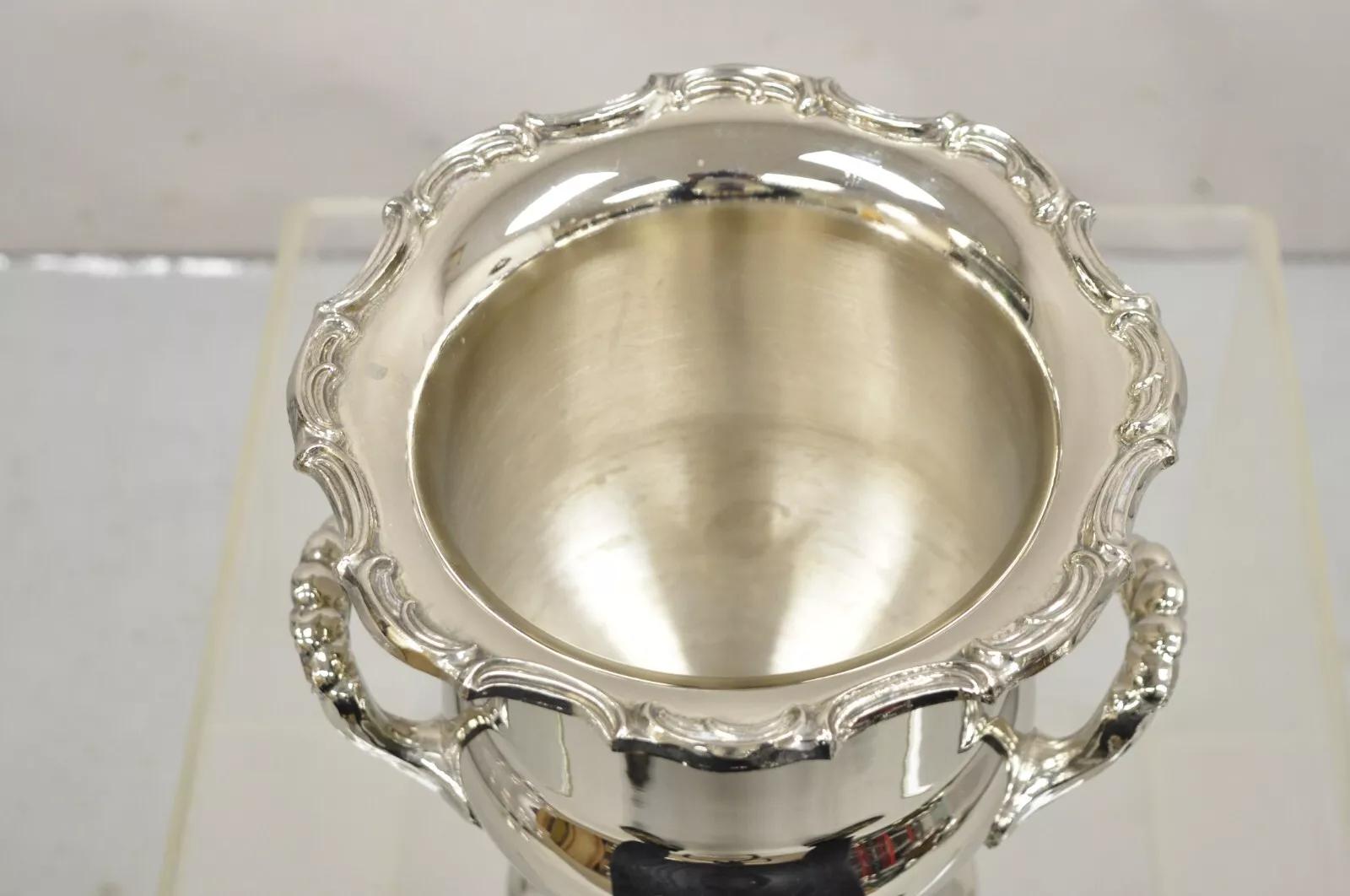 20th Century Vintage Victorian Style Silver Plated Trophy Cup Champagne Chiller Ice Bucket For Sale