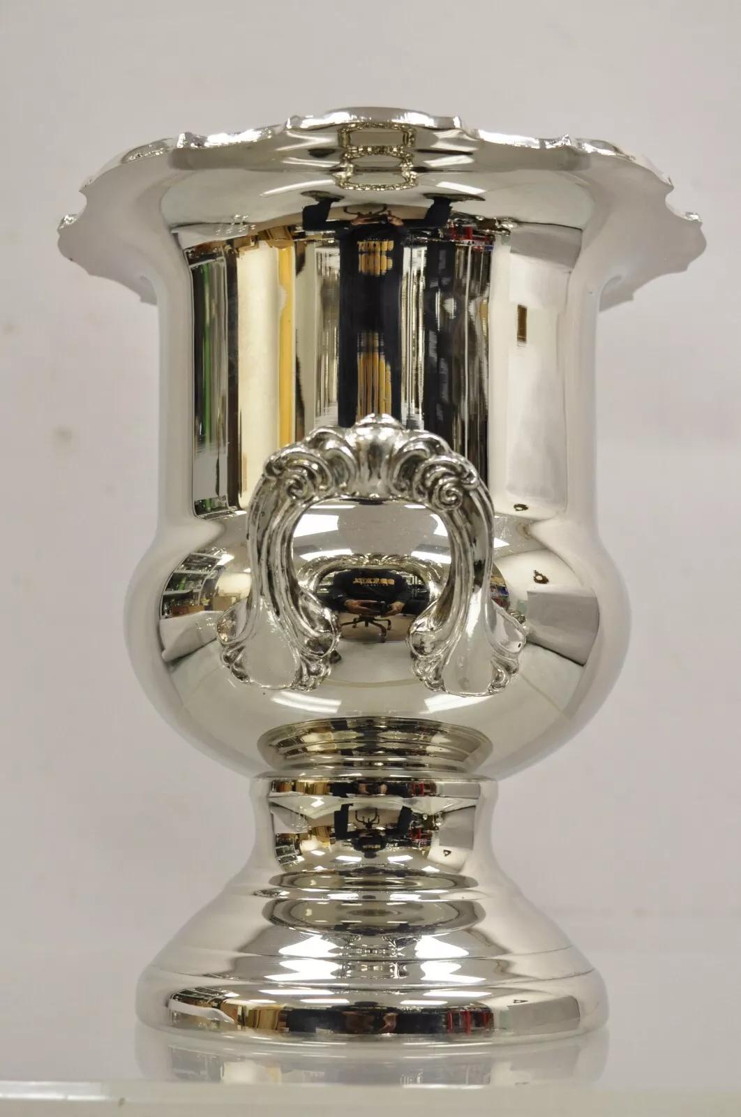 Vintage Victorian Style Silver Plated Trophy Cup Champagne Chiller Ice Bucket For Sale 3