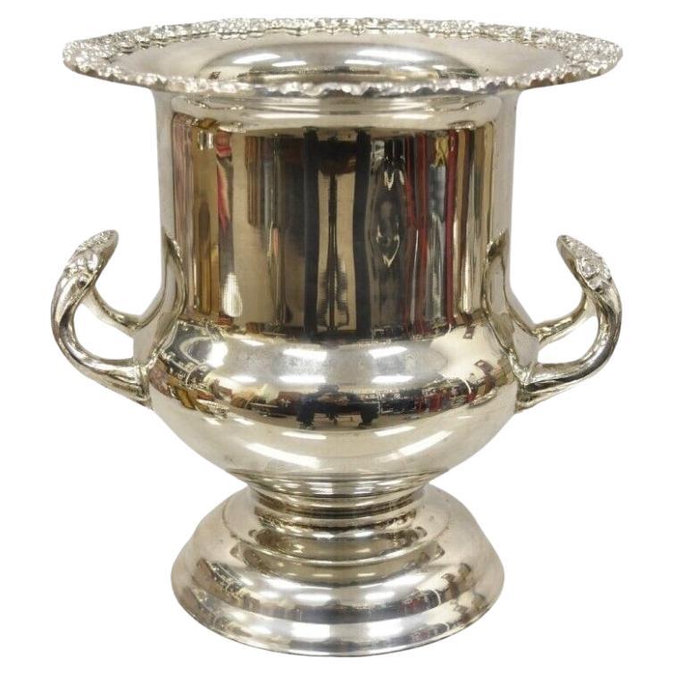 Vintage Victorian Style Silver Plated Trophy Cup Champagne Chiller Ice Bucket For Sale