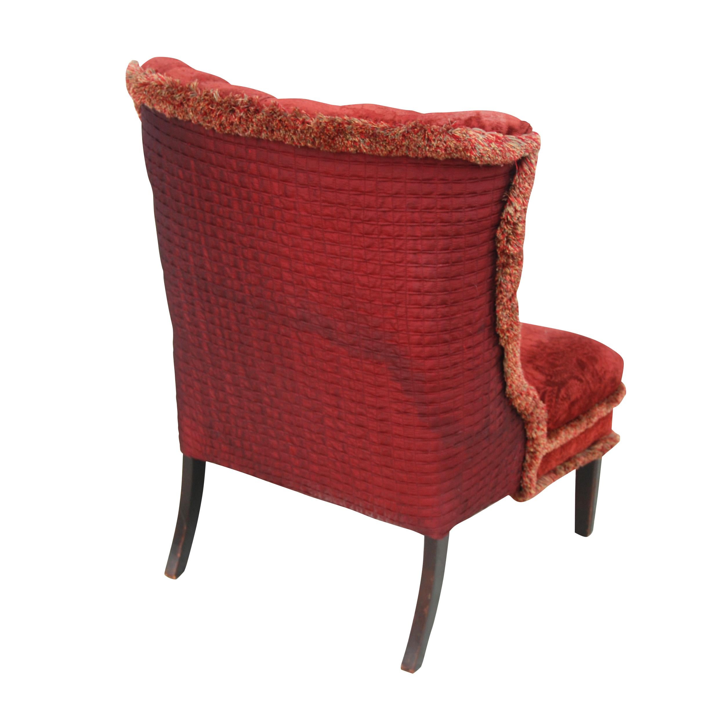 Vintage Victorian Style Slipper Chair with Tufting For Sale at 1stDibs