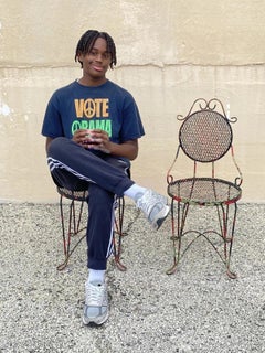 Vintage viktorianischen Stil kleine Schmiedeeisen Camo Farbe Garten Patio Stuhl - Set 4