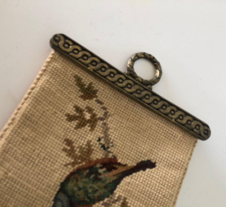 Vintage Victorian Style Tapestry Bell Pull with Antique Brass Holders