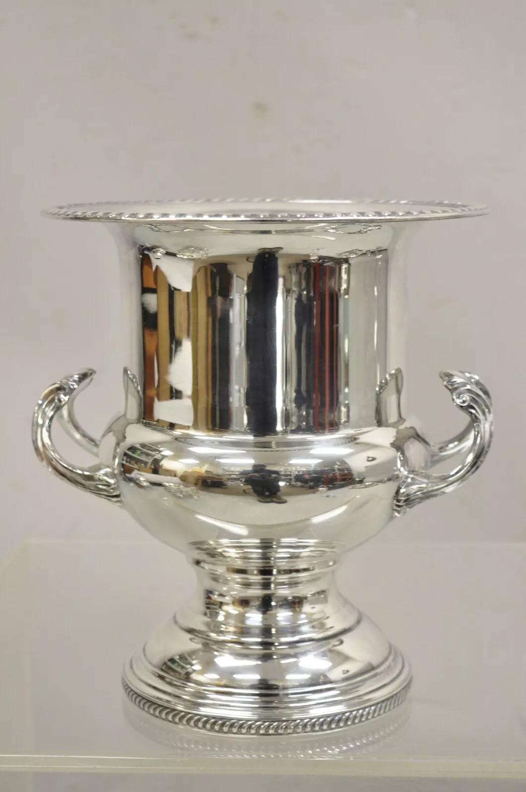Vintage Victorian Style Trophy Cup Silver Plated Champagne Chiller Ice Bucket. Circa Mid 20th Century. Measurements: 10