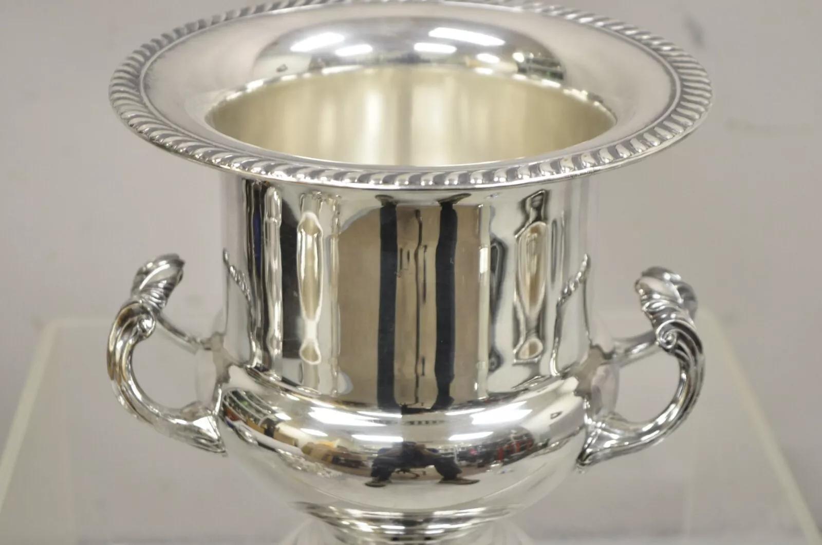 Unknown Vintage Victorian Style Trophy Cup Silver Plated Champagne Chiller Ice Bucket For Sale