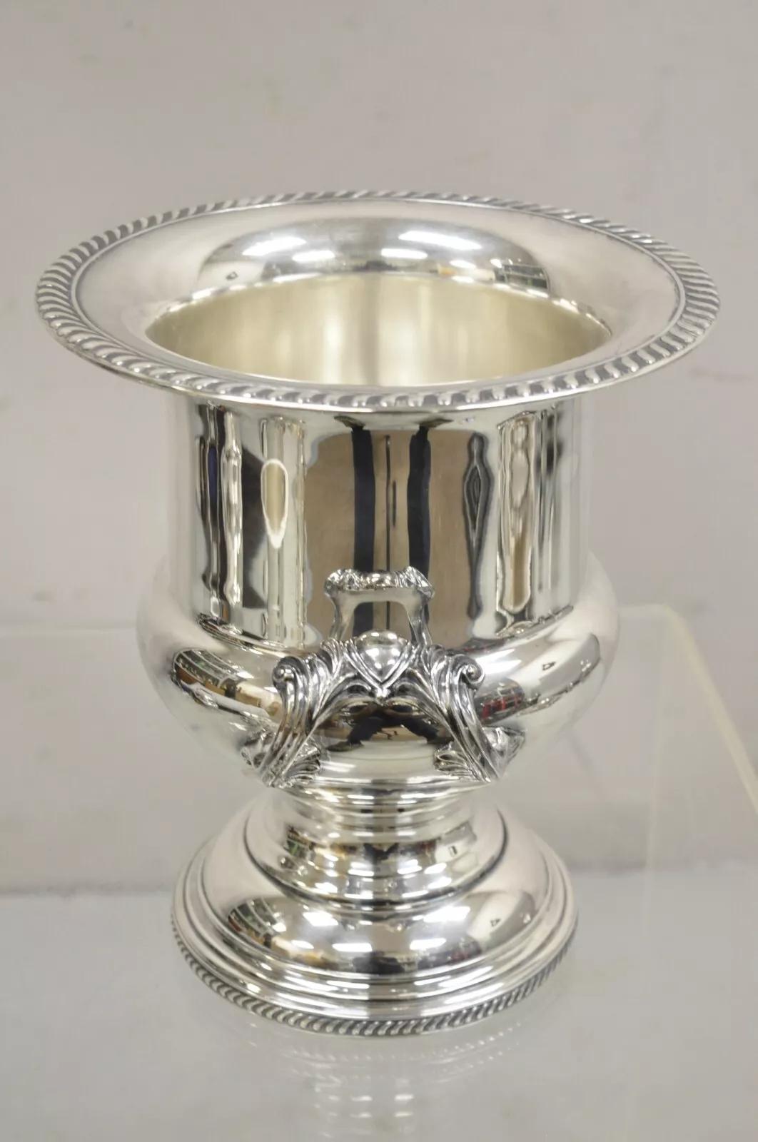 Vintage Victorian Style Trophy Cup Silver Plated Champagne Chiller Ice Bucket In Good Condition For Sale In Philadelphia, PA