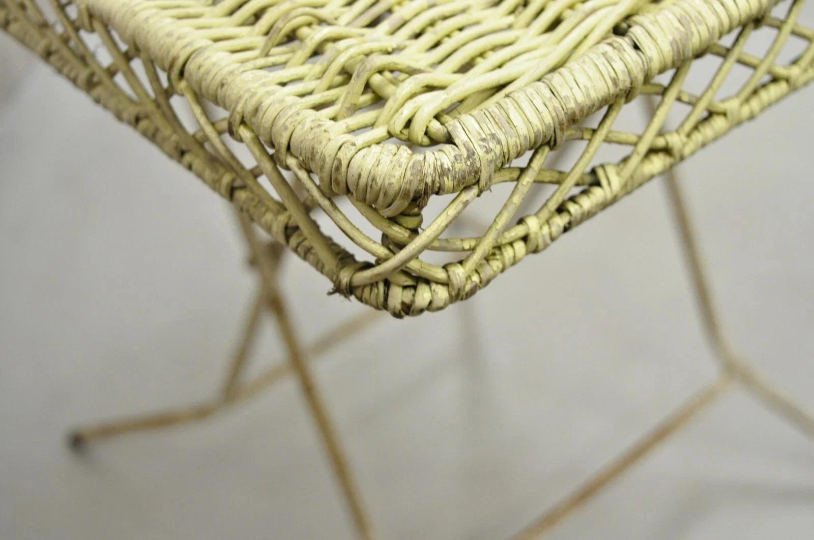 Vintage viktorianischen Stil Schmiedeeisen Wicker Rattan Top Folding Karte Spieltisch im Angebot 2