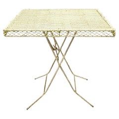 Vintage viktorianischen Stil Schmiedeeisen Wicker Rattan Top Folding Karte Spieltisch