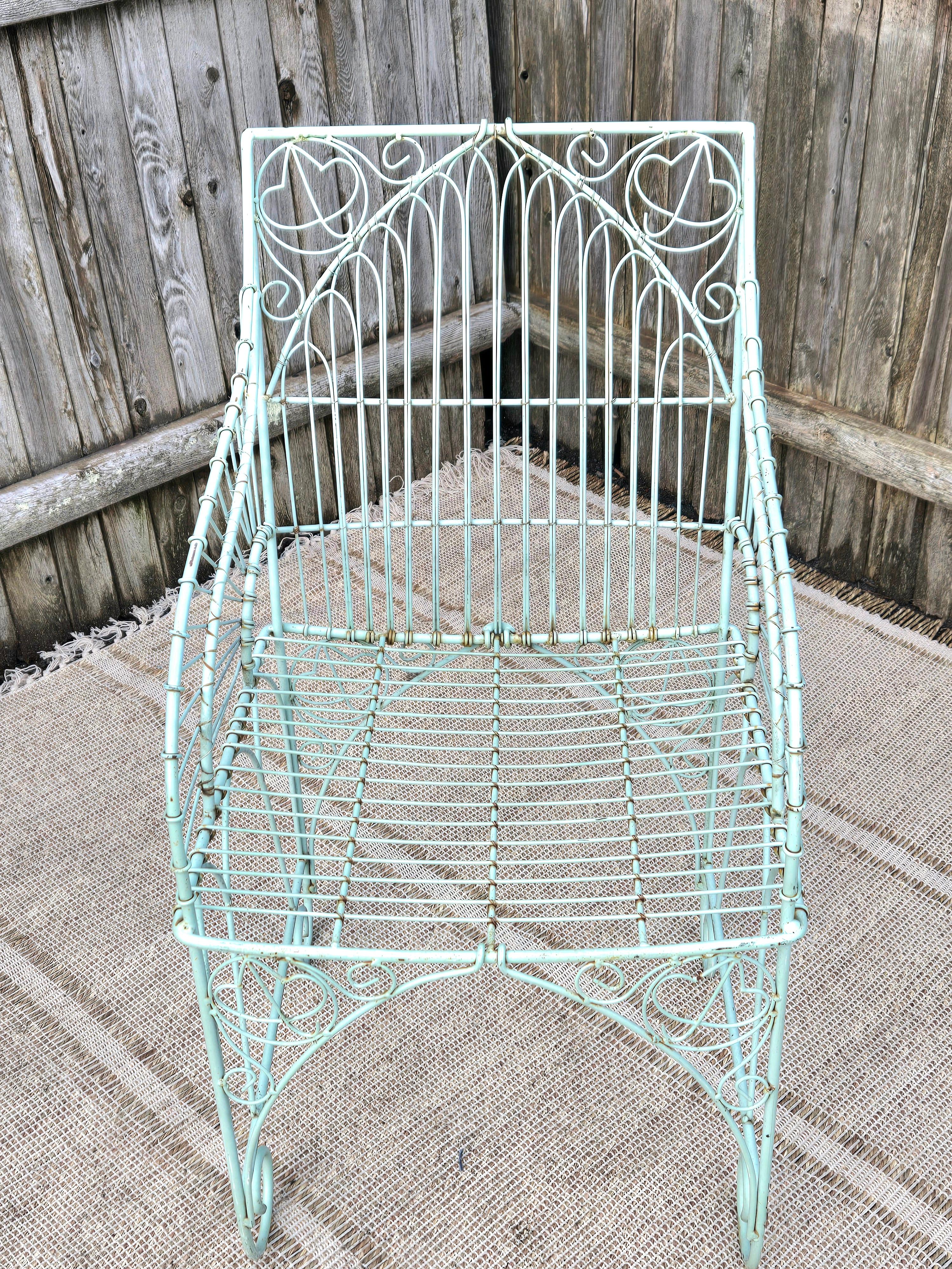 Spanish Vintage Victorian Wrought Iron Outdoor Chair For Sale