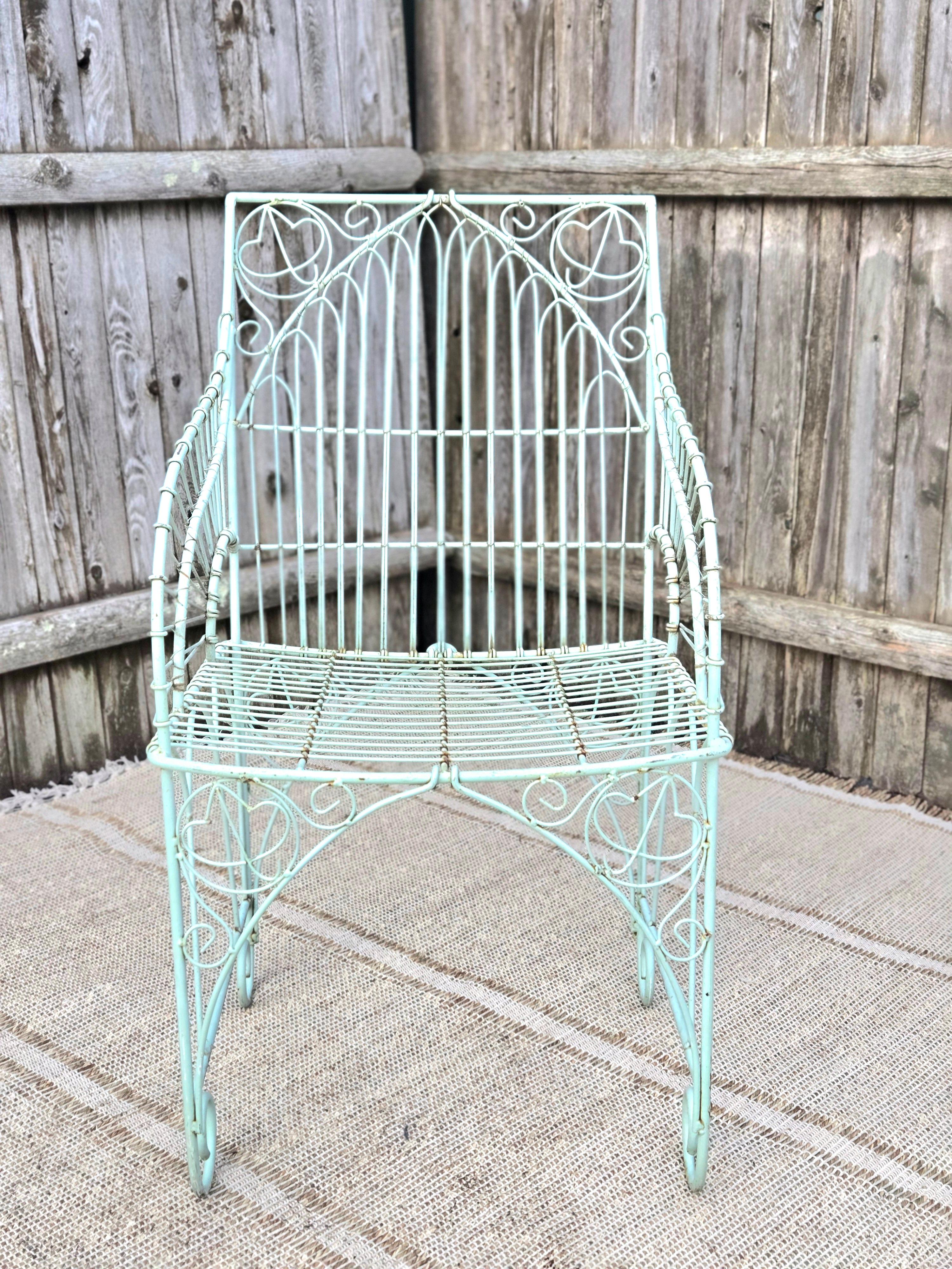 20th Century Vintage Victorian Wrought Iron Outdoor Chair For Sale
