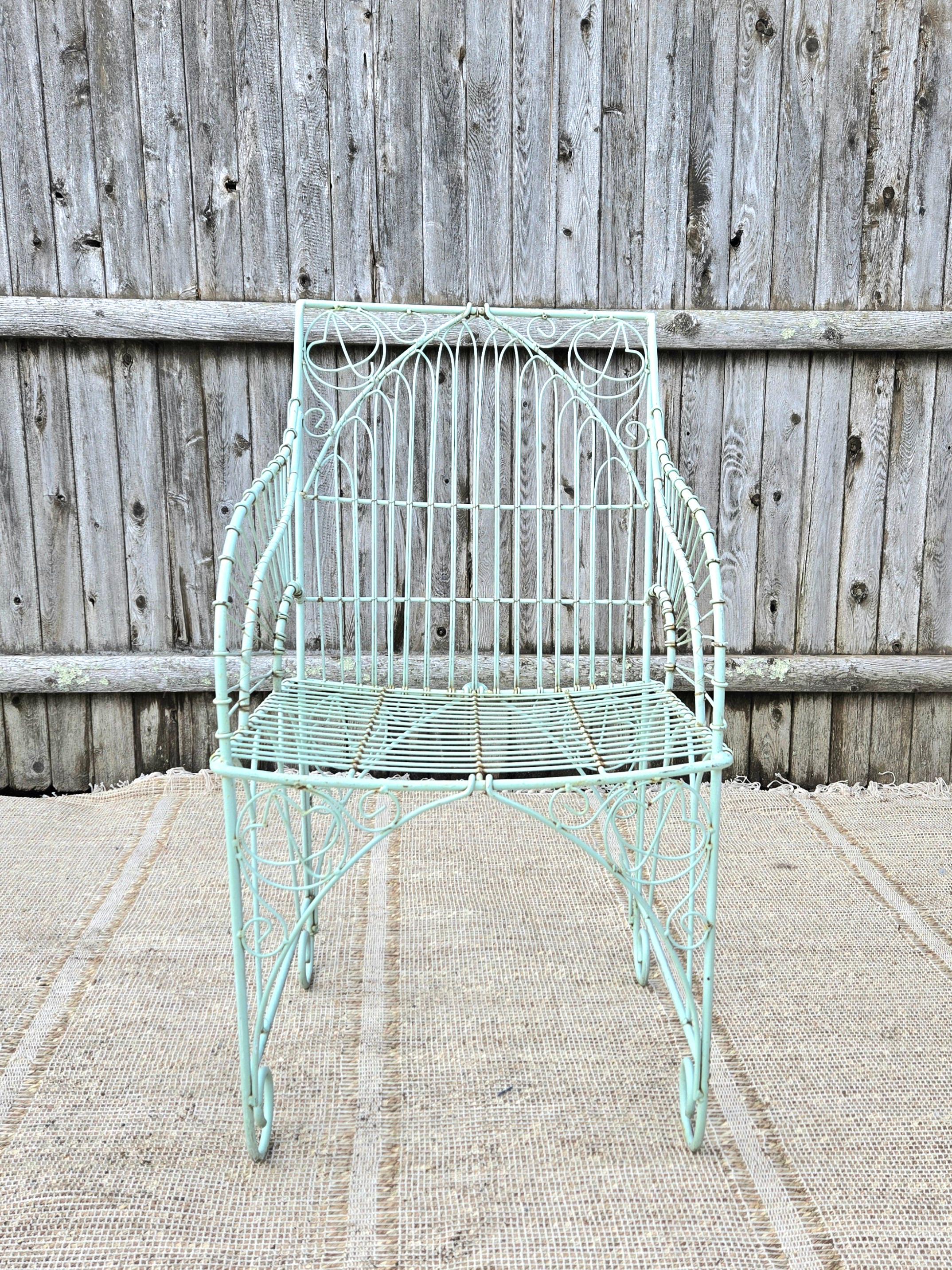 Vintage Victorian Wrought Iron Outdoor Chair For Sale 1