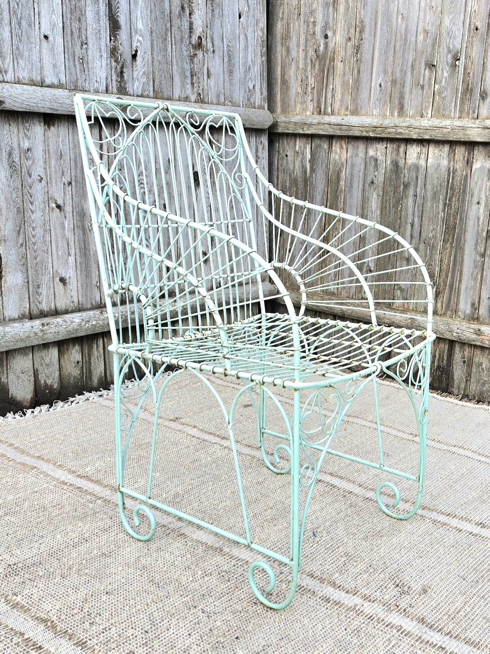 Vintage Victorian Wrought Iron Outdoor Chair For Sale 2