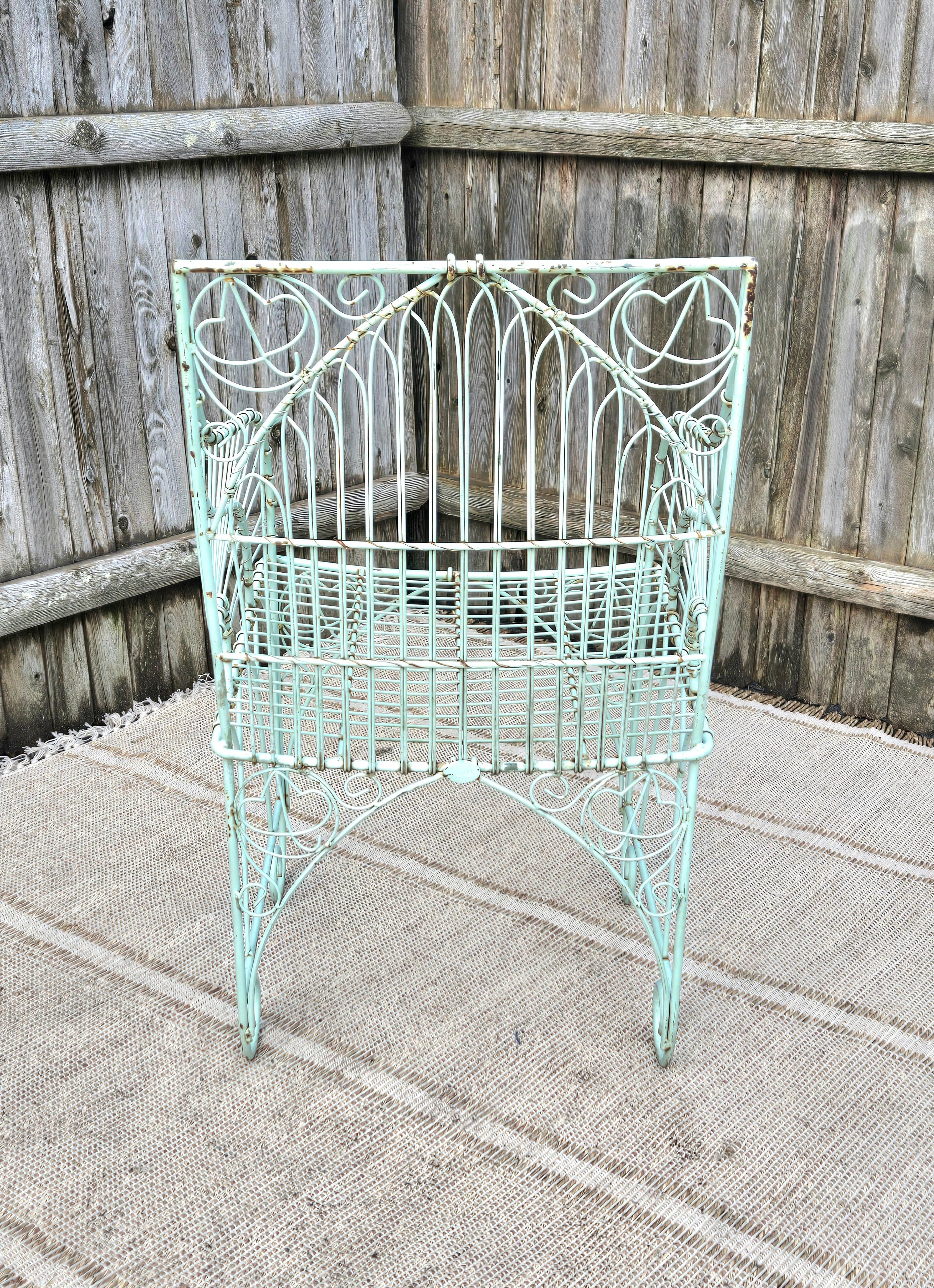 Vintage Victorian Wrought Iron Outdoor Chair For Sale 3