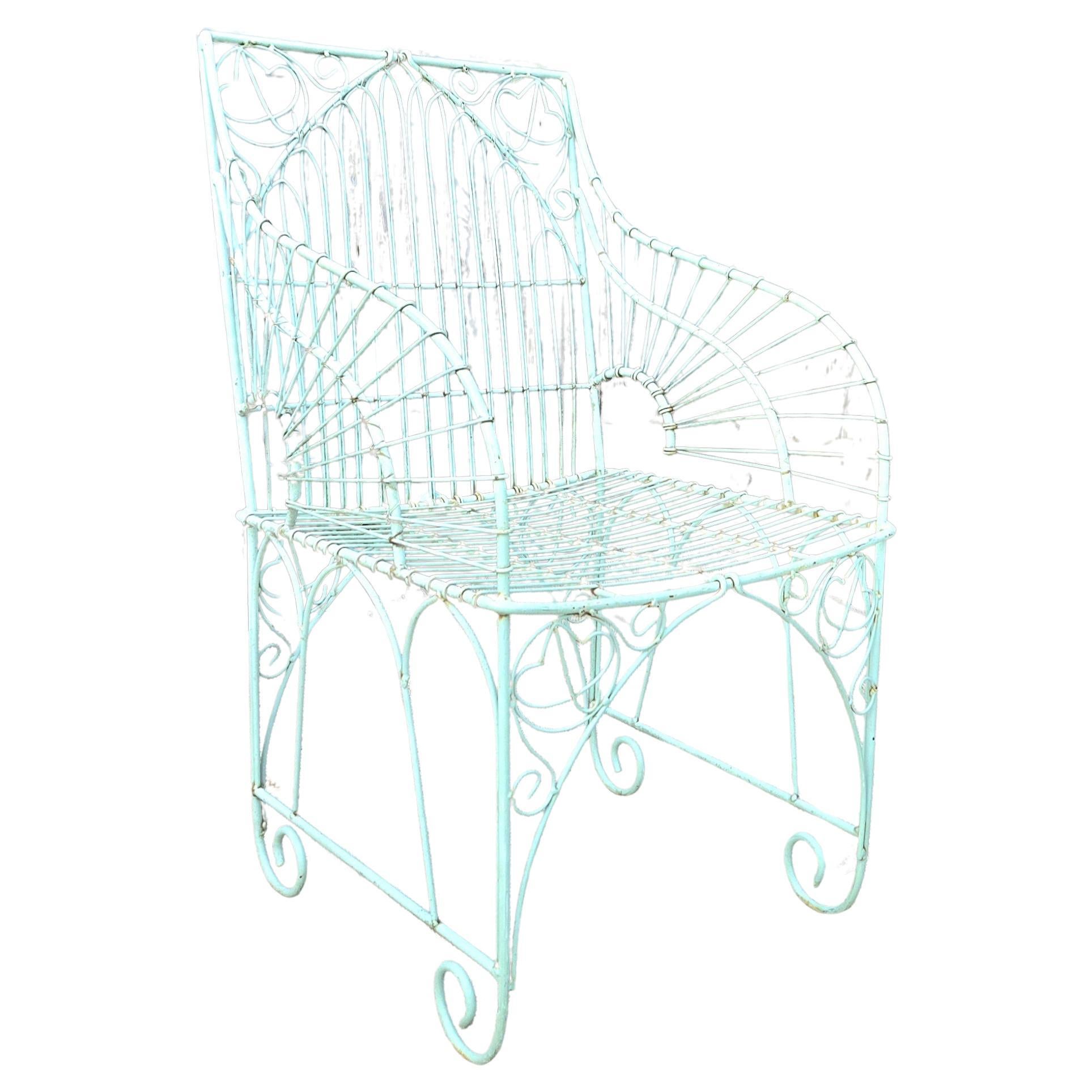 Vintage Victorian Wrought Iron Outdoor Chair For Sale