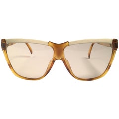 Vintage Viennaline Translucent Beige Oversized Sunglasses Made in Germany 1980's