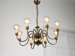 Vintage Viennese Minimalist Brass Chandelier