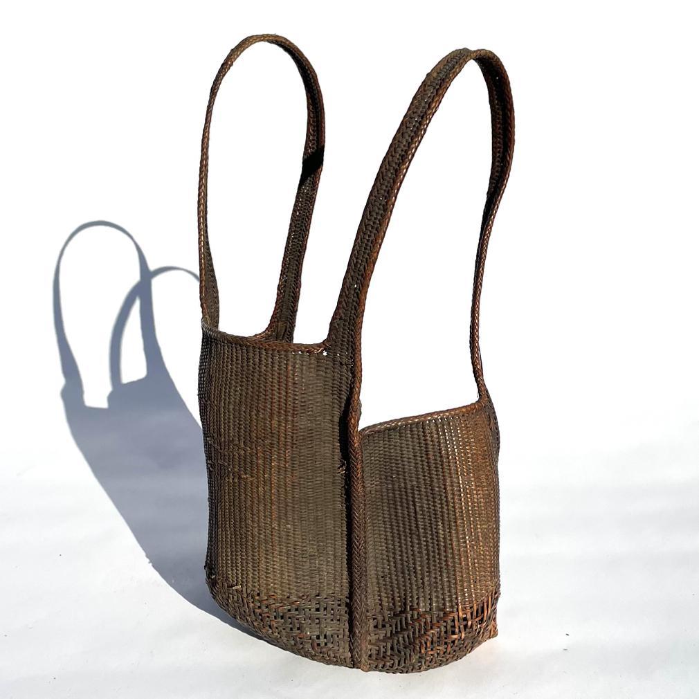 Bamboo Vintage Vietnamese Front Pack Basket For Sale