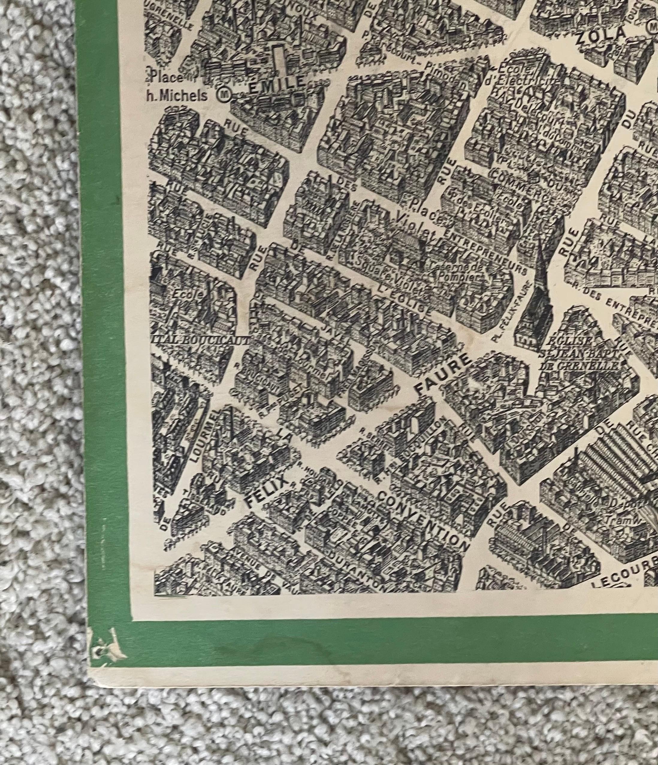 Carte lithographique vintage « View of the Center of Paris Taken from the Air » en vente 4