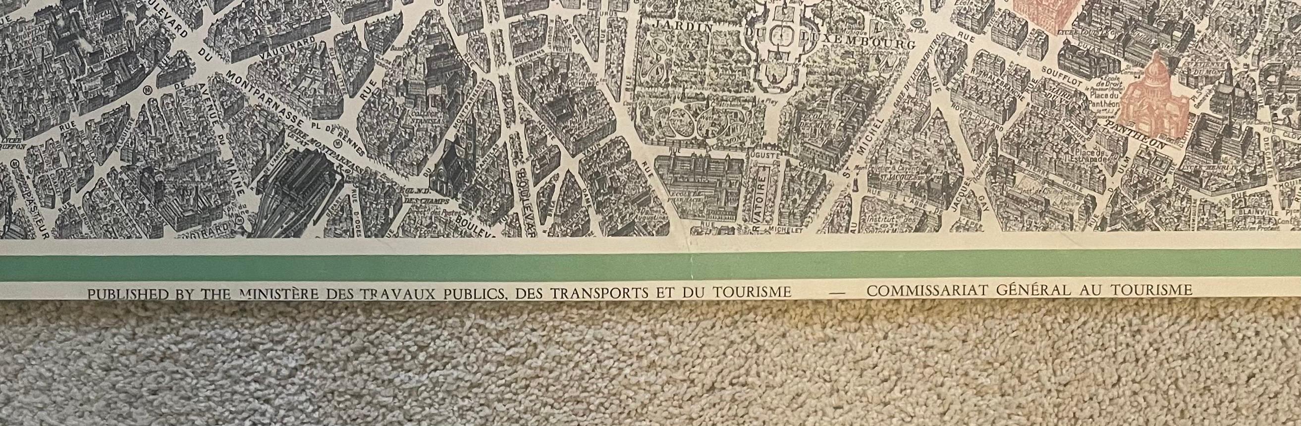 Carte lithographique vintage « View of the Center of Paris Taken from the Air » en vente 11
