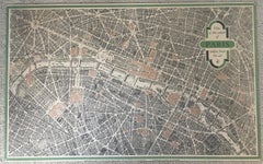 Mappa litografica d'epoca "Vista del centro di Parigi presa dall'alto
