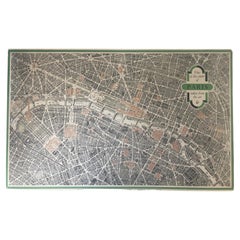Vintage "View of the Center of Paris Taken from the Air" Lithograph Map