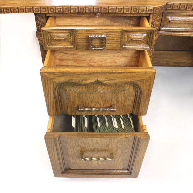 Vintage Viking Oak Executive Desk with Matching Chair by Romweber at