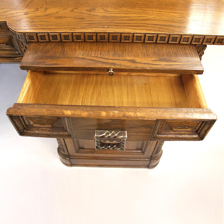 Vintage Viking Oak Executive Desk with Matching Chair by Romweber at