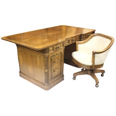 Vintage Viking Oak Executive Desk with Matching Chair by Romweber