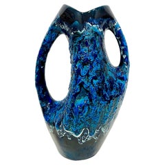 Vintage Villauris Glazed and Textured Pottery Vase, France